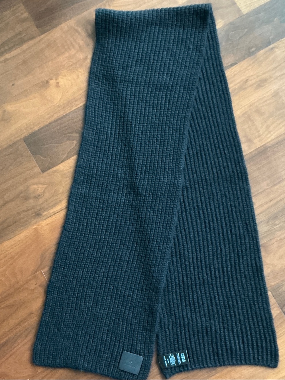 Anine Bing Black Ribbed Knit Scarf